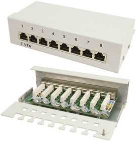 8 portos CAT6 patch panel RAL7035, LogiLink NP0016A