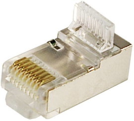 8 pólusú RJ45 csatlakozó dugó CAT5e, árnyékolt, 100 db, ezüst, LogiLink MP0004