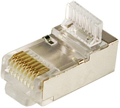 8 pólusú RJ45 csatlakozó dugó CAT5e, árnyékolt, 100 db, ezüst, LogiLink MP0004