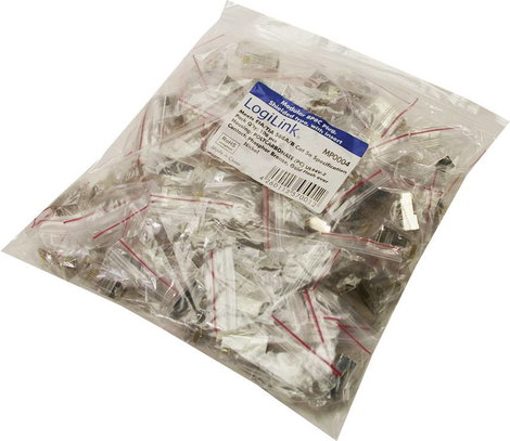 8 pólusú RJ45 csatlakozó dugó CAT5e, árnyékolt, 100 db, ezüst, LogiLink MP0004 2. kép