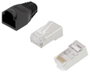 8 pólusú RJ45 csatlakozó dugó törésgátlóval CAT5e, árnyékolt, 100 db, fekete, LogiLink MP0012 2. bélyegkép