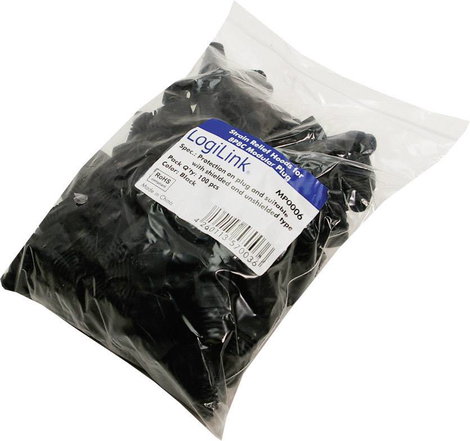 Törésgátló RJ45 csatlakozó dugóhoz, fekete, 100 db, LogiLink MP0006
