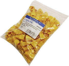 Törésgátló RJ45 csatlakozó dugóhoz, sárga, 100 db, LogiLink MP0009