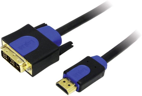 HDMI/DVI kábel, fekete, 1 m, LogiLink CHB3101