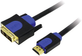 HDMI/DVI kábel, fekete, 2 m, LogiLink CHB3102