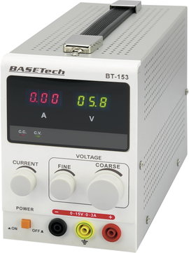 Szabályozható labortápegység 45 W 0-15 V/DC 0-3 A, Basetech BT-153