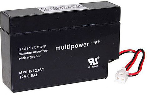 multipower PB-12-0,8-JST Ólomakku 12 V 0.8 Ah Ólom-vlies (AGM) (Sz x Ma x Mé) 96 x 62 x 25 mm JST du