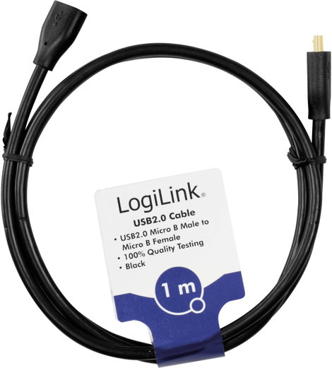 LogiLink USB kábel USB 2.0 USB mikro B dugó, USB mikro B alj 1.00 m Fekete CU0121 2. kép