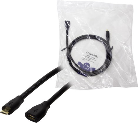 LogiLink USB kábel USB 2.0 USB mikro B dugó, USB mikro B alj 1.00 m Fekete CU0121 3. kép