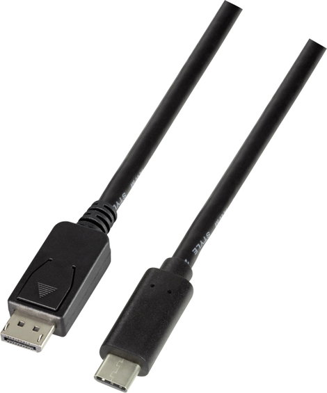 LogiLink USB-C® / Kijelző csatlakozó Átalakító kábel USB-C® dugó, DisplayPort dugó 1.80 m Fekete UA0