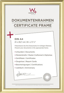 walther+ design KP130G Cserélhető képkeret Papírformátum: DIN A4 Arany
