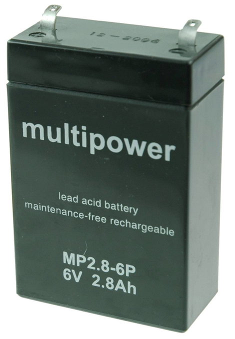 multipower MP2,8-6P Ólomakku 6 V 2.8 Ah Ólom-vlies (AGM) (Sz x Ma x Mé) 66 x 104 x 33 mm 4,8 mm-es l 2. kép