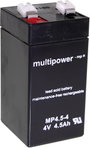 multipower MP4,5-4 Ólomakku 4 V 4.5 Ah Ólom-vlies (AGM) (Sz x Ma x Mé) 48 x 100 x 52 mm 6,35 mm-es l bélyegkép