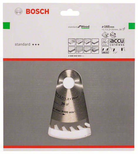 Bosch Accessories Optiline 2608642602 Keményfém körfűrészlap 165 x 20 x 1.7 mm Fogak száma (collonké 2. kép