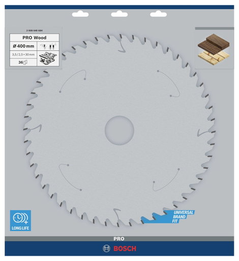 Bosch Accessories Standard for Wood Speed 2608640684 Keményfém körfűrészlap 400 x 30 x 3.5 mm Fogak  3. kép