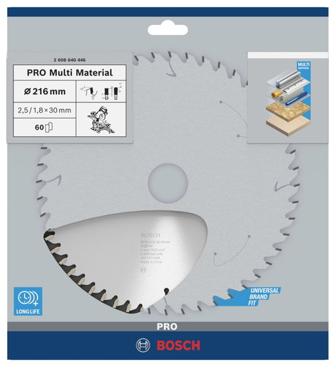 Bosch Accessories Multi Material 2608640446 Keményfém körfűrészlap 216 x 30 x 2.5 mm Fogak száma (co 3. kép