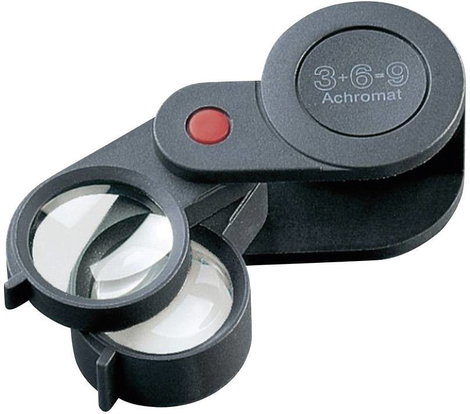 Összecsukható nagyító, zsebnagyító 3x/6x/9x-es nagyítással (Ø) 23 mm Eschenbach 11869
