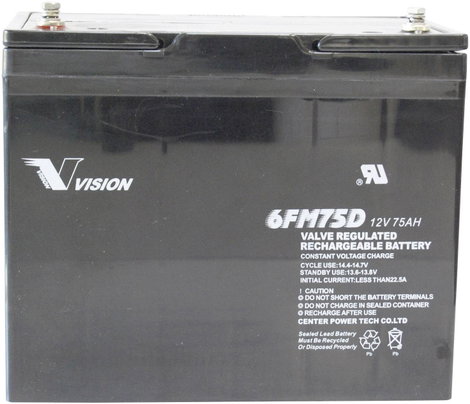 Ólomakku 12 V 75 Ah Vision Akkus 6FM75DX, Vision 6FM75DX Ólomzselés (AGM) 258 x 215 x 166 mm ,Ciklus