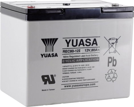Yuasa REC80-12 Ólomakku 12 V 80 Ah Ólom-vlies (AGM) (Sz x Ma x Mé) 259 x 212 x 168 mm M6 csavaros cs