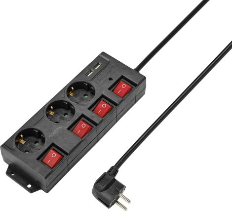 Sygonix RF-4737788 Elosztó kapcsolóval Fekete Védőérintkezős 1 db