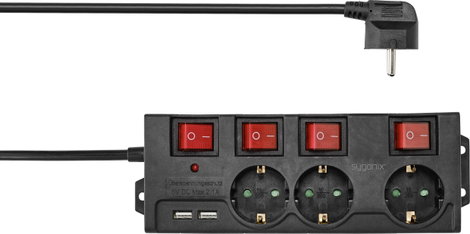 Sygonix RF-4737788 Elosztó kapcsolóval Fekete Védőérintkezős 1 db 2. kép