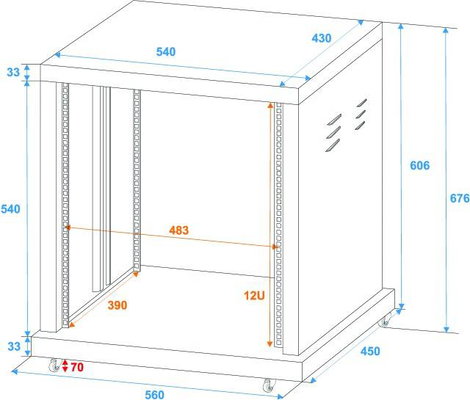 Omnitronic SR-19 19 collos rack 12 ME Acél Görgőkkel 5. kép
