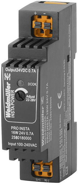 Weidmüller PRO INSTA 16W 24V 0.7A Kapcsolótápegység 24 V/DC 0.7 A 16 W Tartalom, tartalmi egységek r