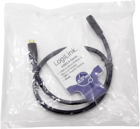 LogiLink USB kábel USB 2.0 USB mikro B dugó, USB mikro B alj 0.50 m Fekete CU0120 2. kép