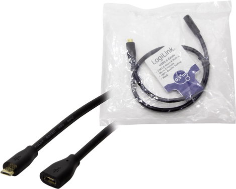 LogiLink USB kábel USB 2.0 USB mikro B dugó, USB mikro B alj 0.50 m Fekete CU0120 3. kép
