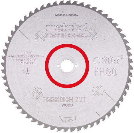 Metabo HW/CT 305X30 60 WZ 628228000 Keményfém körfűrészlap 305 x 30 x 1.8 mm Fogak száma (collonként