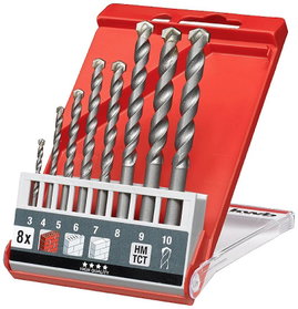kwb 39800 Acél Kő spirálfúró készlet 8 részes 3 mm, 4 mm, 5 mm, 6 mm, 7 mm, 8 mm, 9 mm, 10 mm Henger