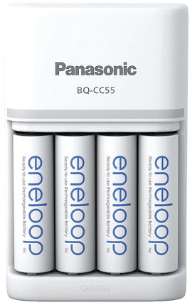 Hengeres akku töltő NiMH Akkukkal Panasonic Smart & Quick BQ-CC55 +4x eneloop AA Mikro (AAA), Ceruza
