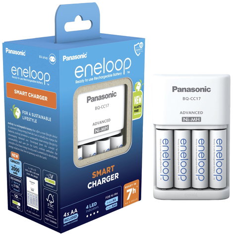 Panasonic Advanced BQ-CC17 + 4x eneloop AA Hengeres akku töltő NiMH Mikro (AAA), Ceruza (AA) 3. kép