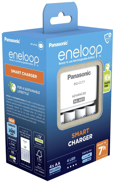 Panasonic Advanced BQ-CC17 + 4x eneloop AA Hengeres akku töltő NiMH Mikro (AAA), Ceruza (AA) 4. kép