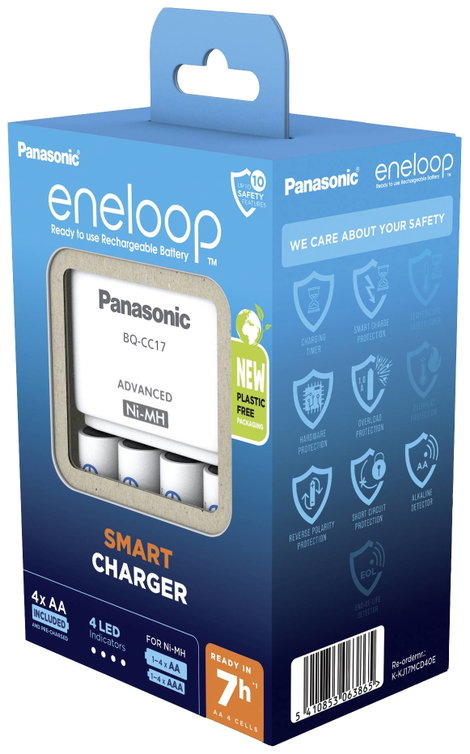 Panasonic Advanced BQ-CC17 + 4x eneloop AA Hengeres akku töltő NiMH Mikro (AAA), Ceruza (AA) 5. kép