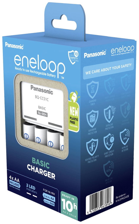 Panasonic Basic BQ-CC51 + 4x eneloop AA Dugasztöltő NiMH Mikro (AAA), Ceruza (AA) 5. kép