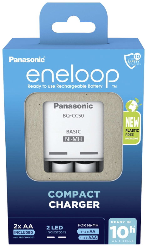 Panasonic Compact BQ-CC50 +2x eneloop AA Hengeres akku töltő NiMH Mikro (AAA), Ceruza (AA) 2. kép