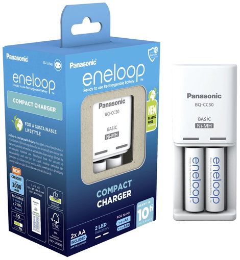 Panasonic Compact BQ-CC50 +2x eneloop AA Hengeres akku töltő NiMH Mikro (AAA), Ceruza (AA) 3. kép