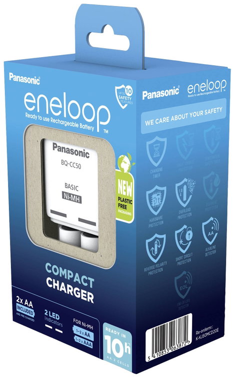 Panasonic Compact BQ-CC50 +2x eneloop AA Hengeres akku töltő NiMH Mikro (AAA), Ceruza (AA) 5. kép