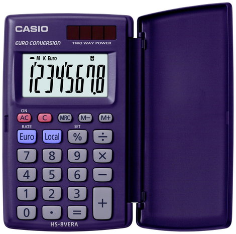 Casio HS-8VERA Zsebszámológép Napenergiával üzemeltetett, Elemekről üzemeltetett Sötétkék Kijelző (s