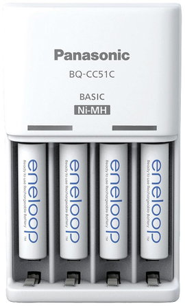 Panasonic Basic BQ-CC51 + 4x eneloop AAA Dugasztöltő NiMH Mikro (AAA), Ceruza (AA)