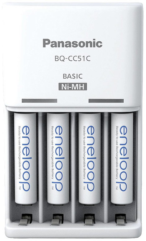 Panasonic Basic BQ-CC51 + 4x eneloop AAA Dugasztöltő NiMH Mikro (AAA), Ceruza (AA)