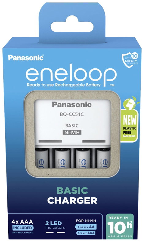 Panasonic Basic BQ-CC51 + 4x eneloop AAA Dugasztöltő NiMH Mikro (AAA), Ceruza (AA) 2. kép