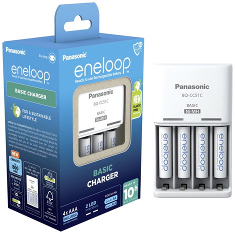 Panasonic Basic BQ-CC51 + 4x eneloop AAA Dugasztöltő NiMH Mikro (AAA), Ceruza (AA) 3. kép