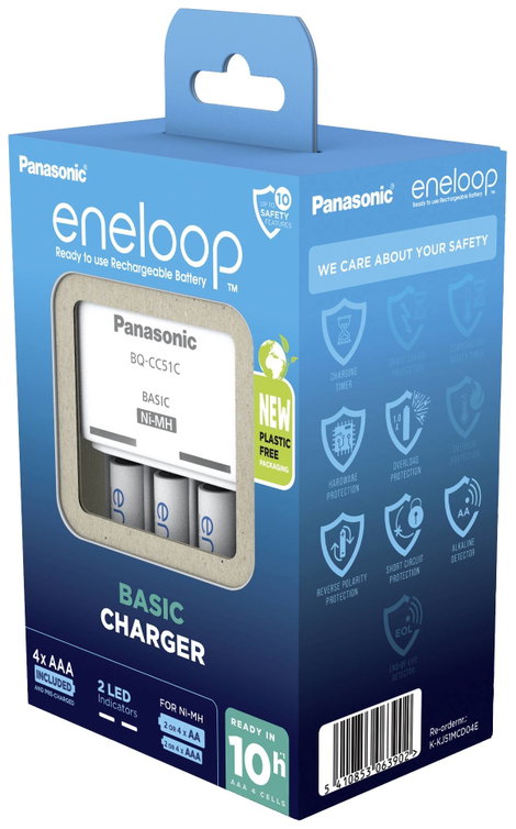 Panasonic Basic BQ-CC51 + 4x eneloop AAA Dugasztöltő NiMH Mikro (AAA), Ceruza (AA) 5. kép