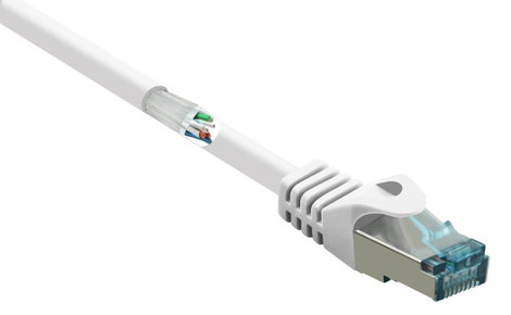 Renkforce RF-5047454 RJ45 Hálózati kábel, patchkábel CAT 6A S/FTP 0.15 m Fehér Védővel, Lángálló 1 d
