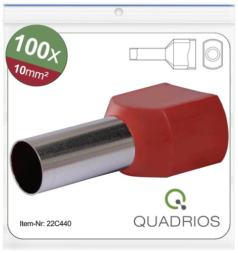 Quadrios 22C440 Iker érvéghüvely 10 mm² Részlegesen szigetelt Piros 1 készlet