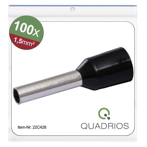 Quadrios 22C428 Érvéghüvely 1.5 mm² Részlegesen szigetelt Fekete 1 készlet