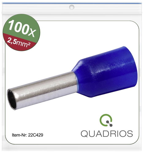 Quadrios 22C429 Érvéghüvely 2.5 mm² Részlegesen szigetelt Kék 1 készlet