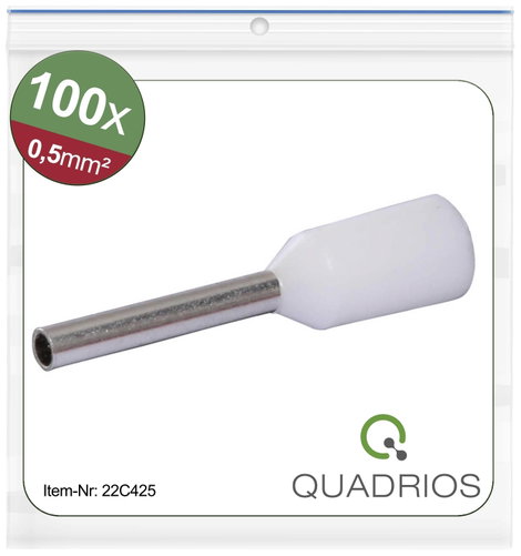 Quadrios 22C425 Érvéghüvely 0.5 mm² Részlegesen szigetelt Fehér 1 készlet